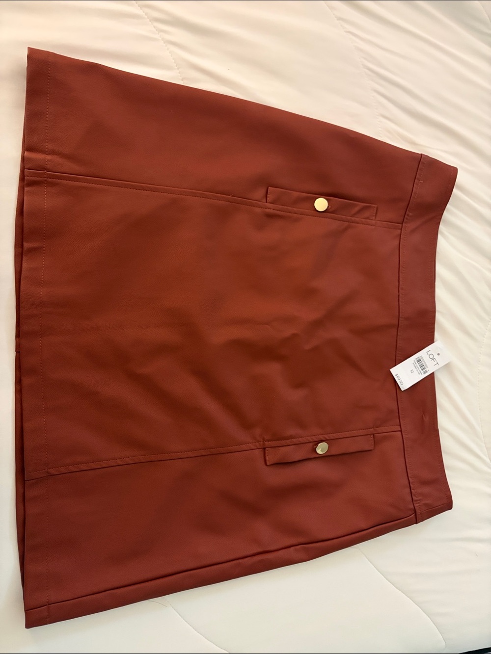 LOFT Rust Mini Skirt faux leather skirt